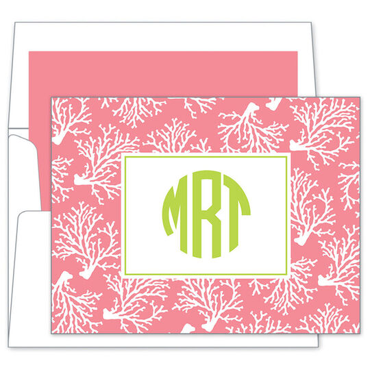 Melon Coral Repeat Folded Note Cards